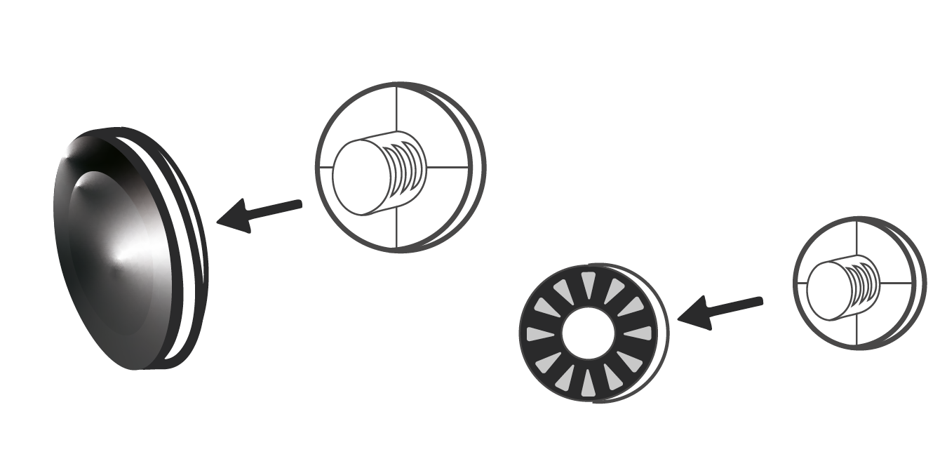 Interpretation/ technische Zeichnung des schraubbaren Druckknopfs